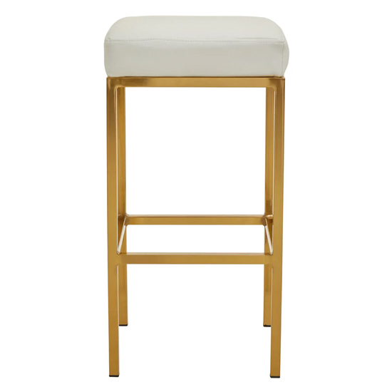 Baino White Leather Bar Stools With Gold Legs In A Pair
