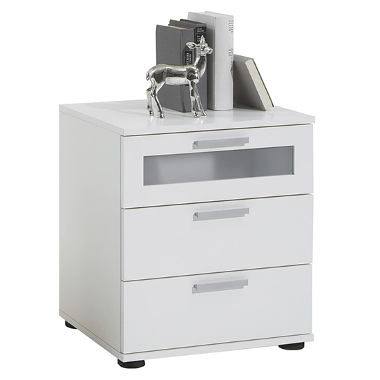 Read more about Berach wooden bedside cabinet with 3 drawers in white