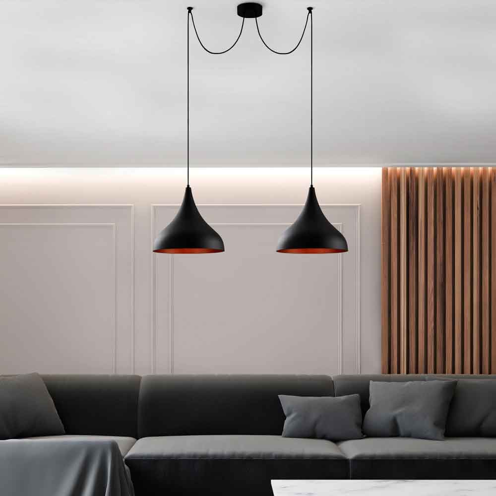 Berceste 2 Lights Metal Ceiling Pendant Light in Black