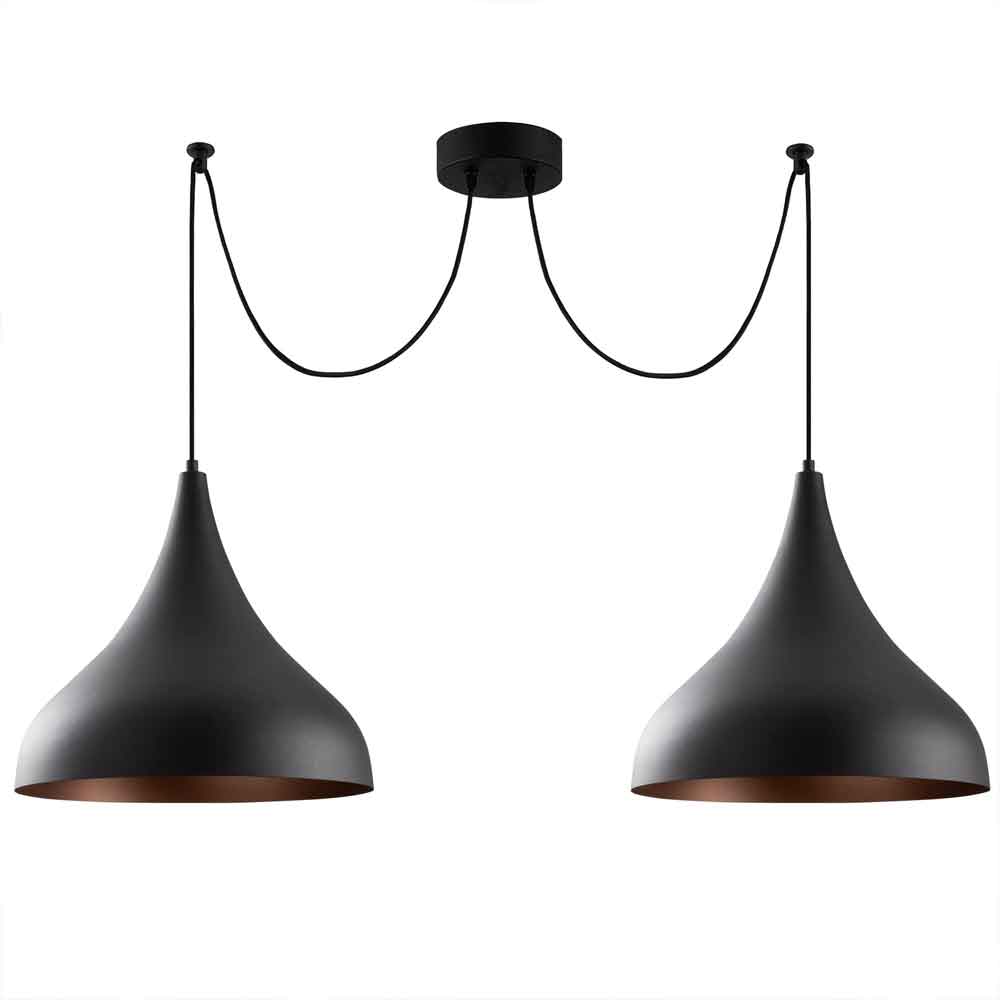 Berceste 2 Lights Metal Ceiling Pendant Light in Black