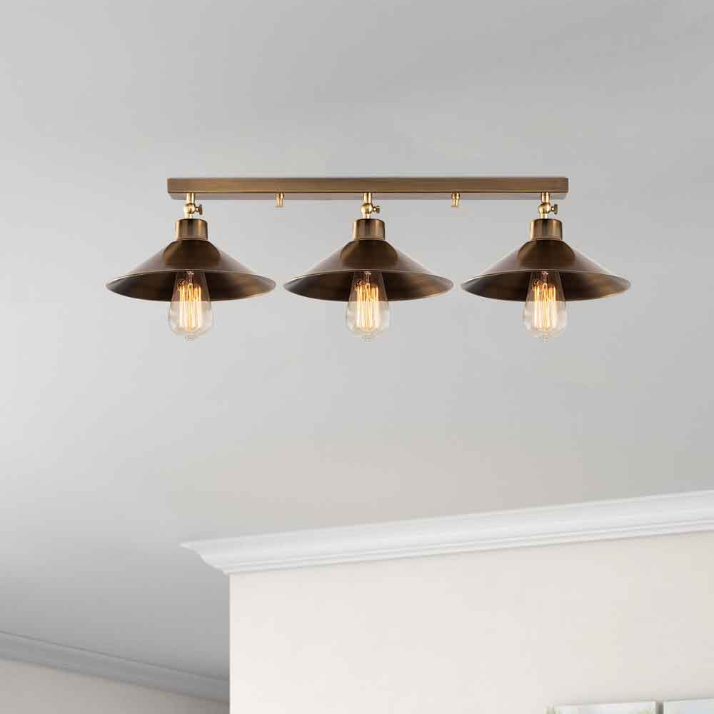 Berceste 3 Light Metal Cone-Shaped Ceiling Light in Vintage