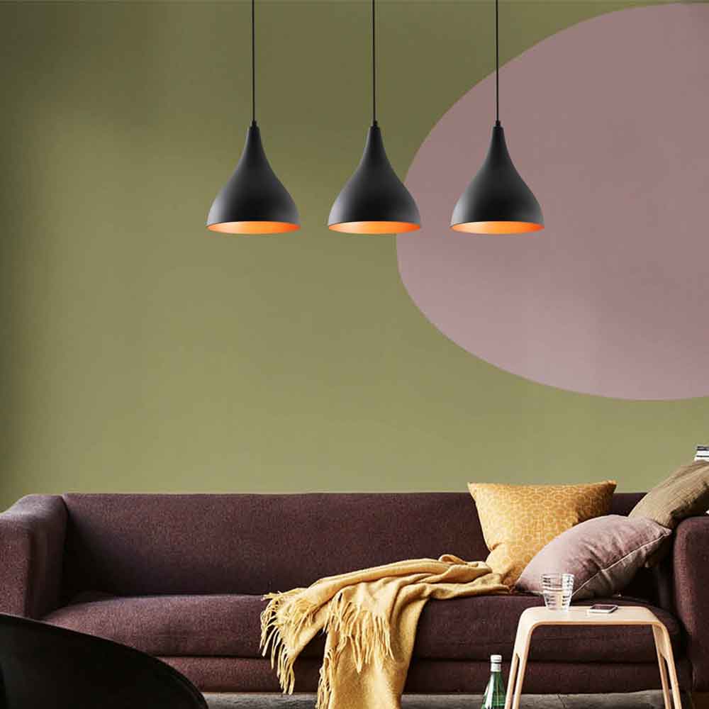 Berceste 3 Lights Metal Ceiling Pendant Light in Matt Black