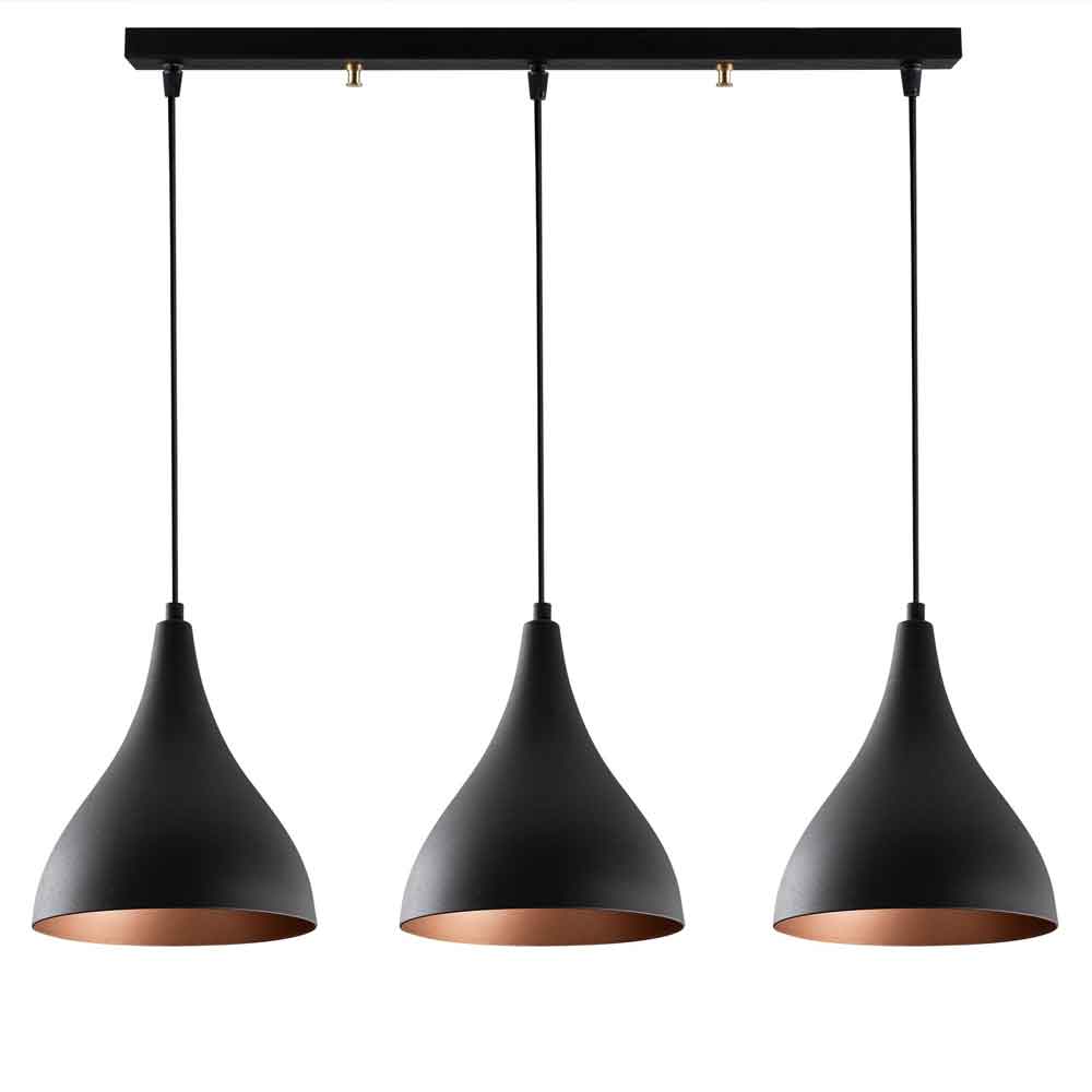 Berceste 3 Lights Metal Ceiling Pendant Light in Matt Black