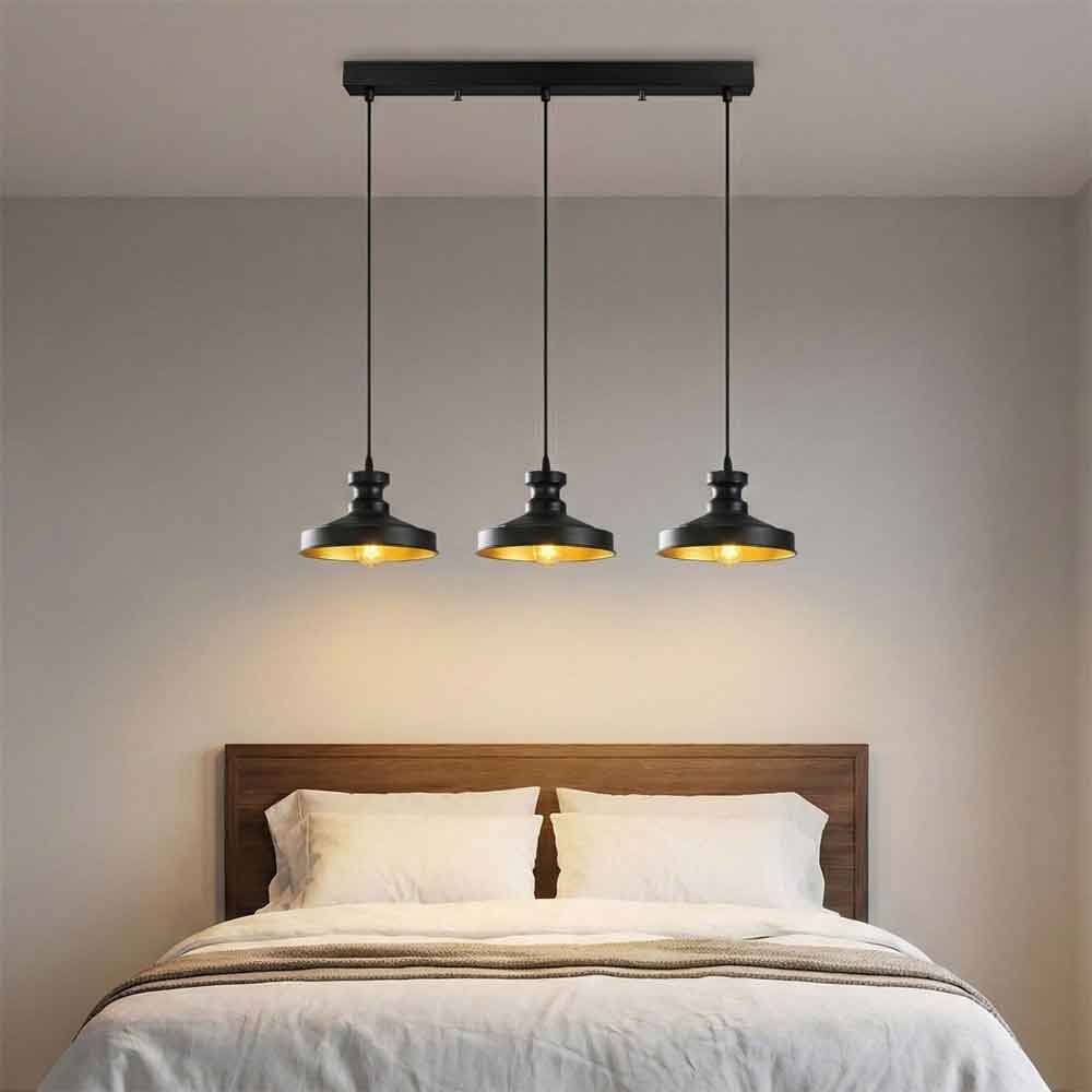Berceste 3 Lights Vintage Metal Ceiling Pendant Light in Black