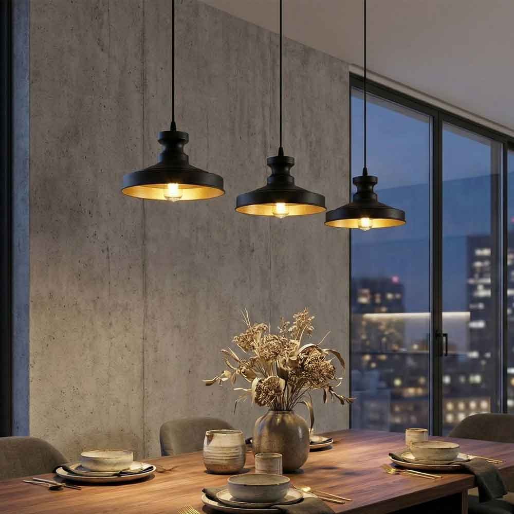 Berceste 3 Lights Vintage Metal Ceiling Pendant Light in Black