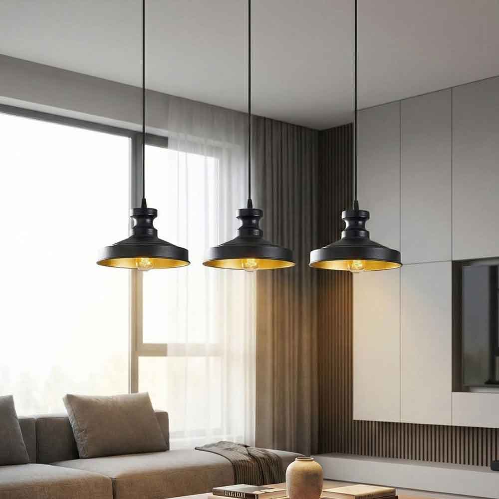 Berceste 3 Lights Vintage Metal Ceiling Pendant Light in Black