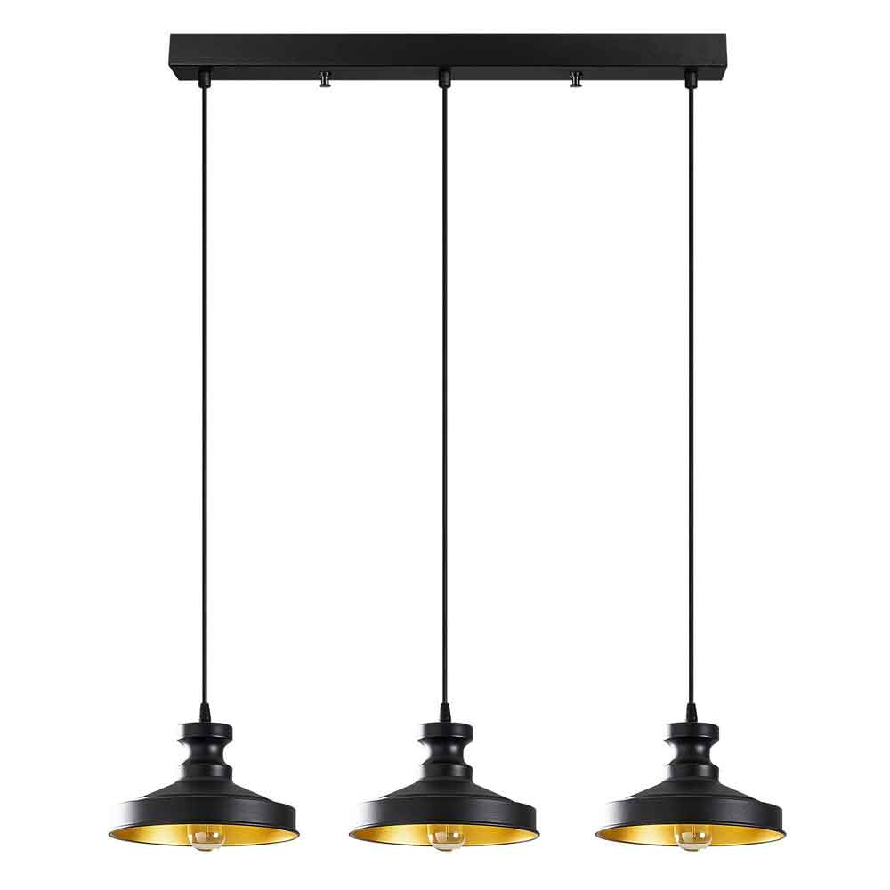 Berceste 3 Lights Vintage Metal Ceiling Pendant Light in Black