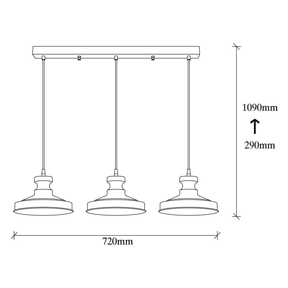 Berceste 3 Lights Vintage Metal Ceiling Pendant Light in Vintage