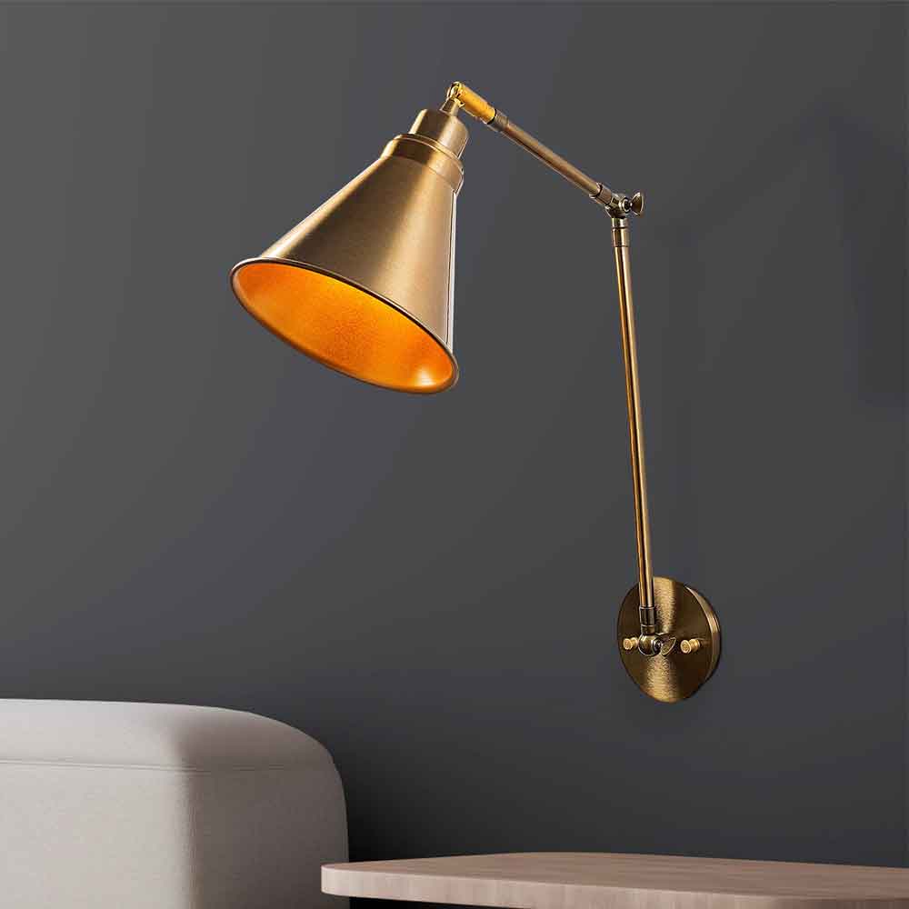 Berceste Adjustable Barn Shade Metal Wall Lamp in Vintage