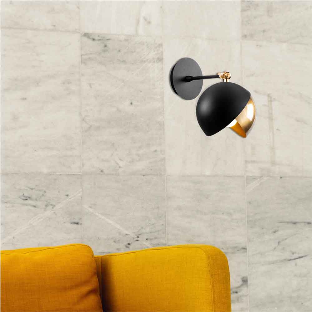 Berceste Adjustable Orb Metal Wall Lamp in Black and Gold