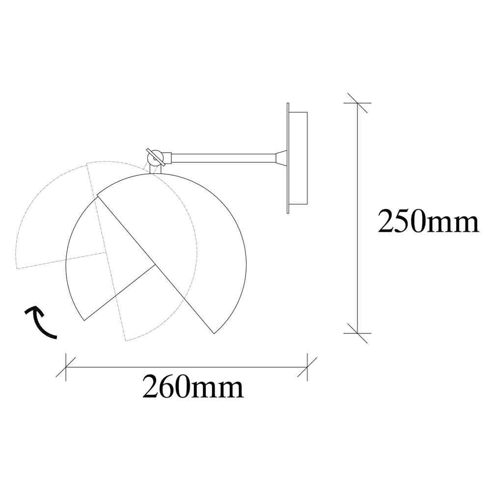 Berceste Adjustable Orb Metal Wall Lamp in Black and Gold