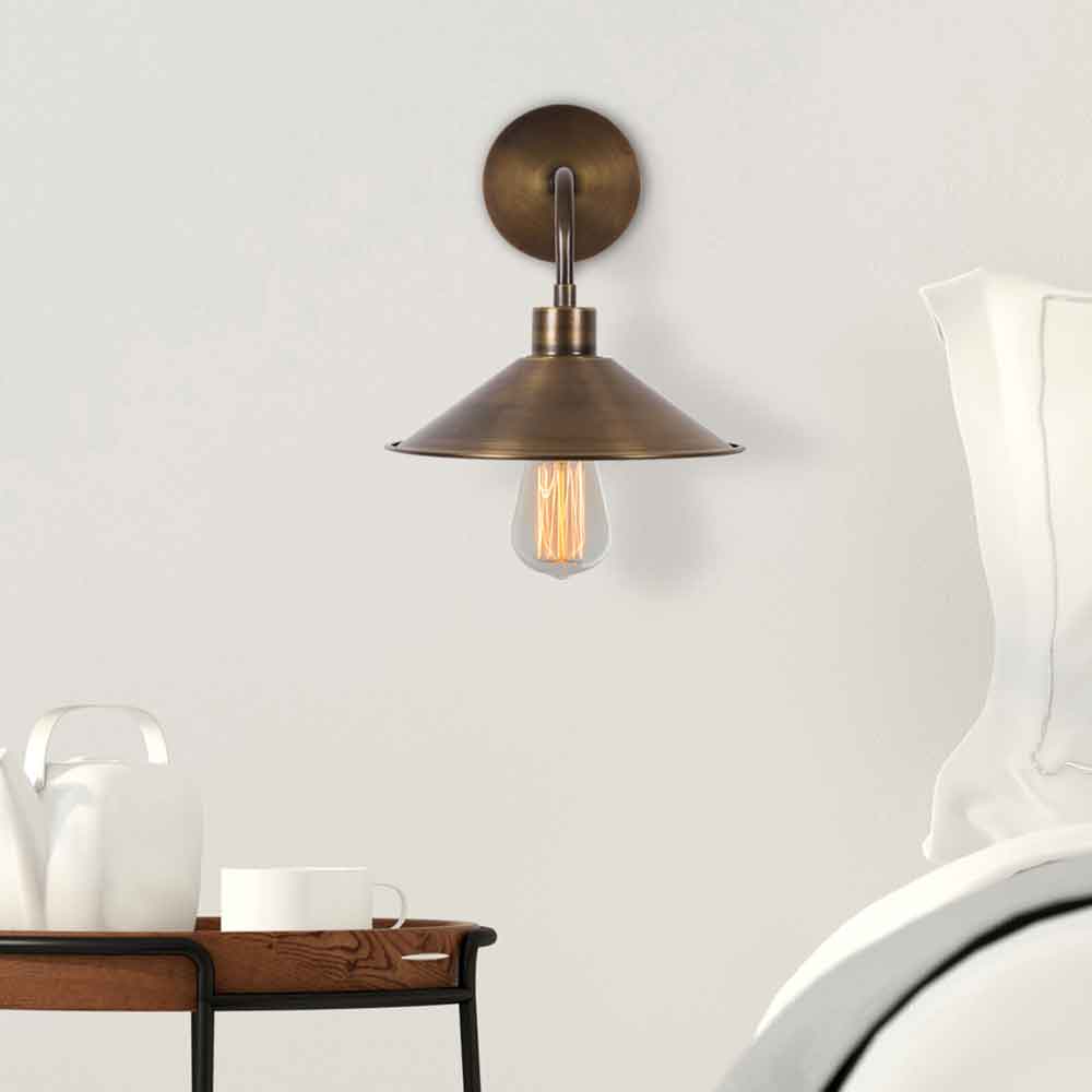 Berceste Cone Metal Bathroom Wall Light in Vintage