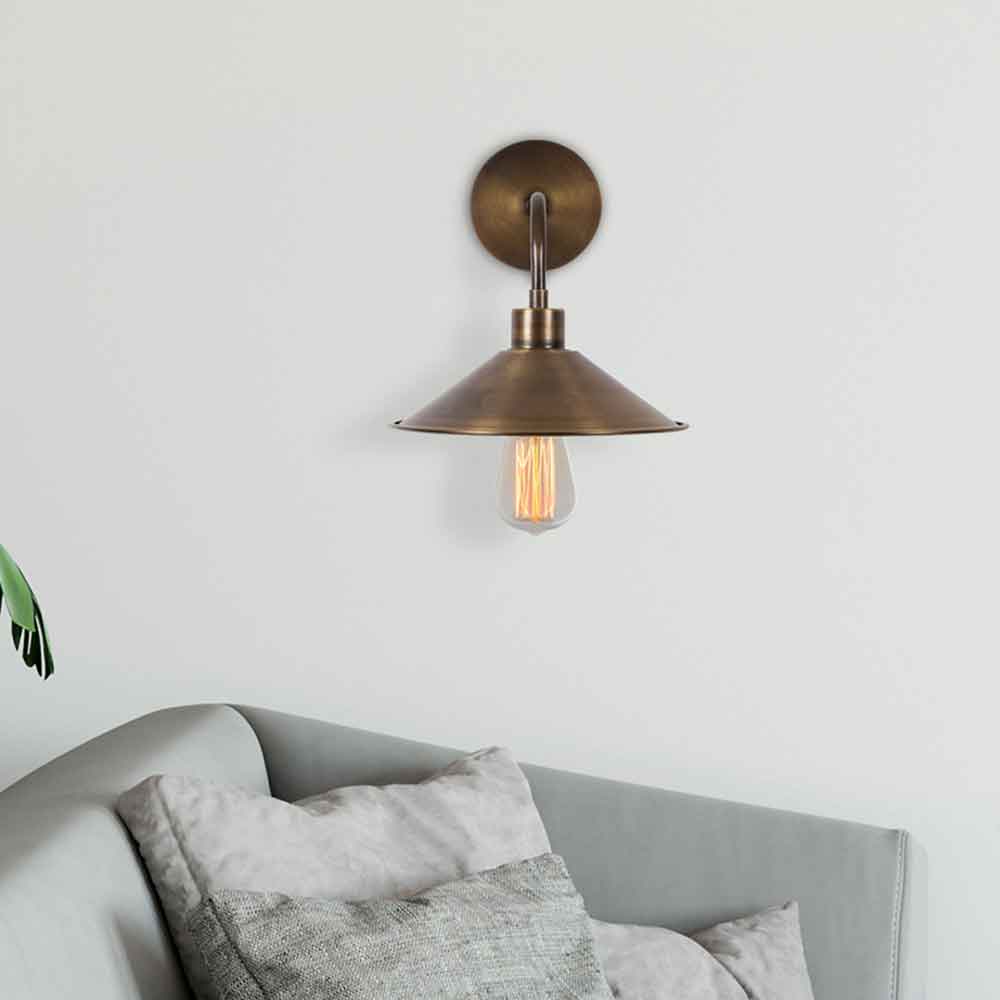 Berceste Cone Metal Bathroom Wall Light in Vintage