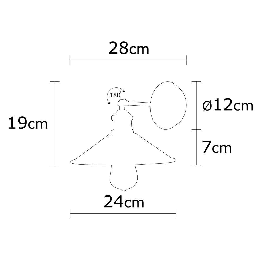 Berceste Cone Metal Bathroom Wall Light in Vintage