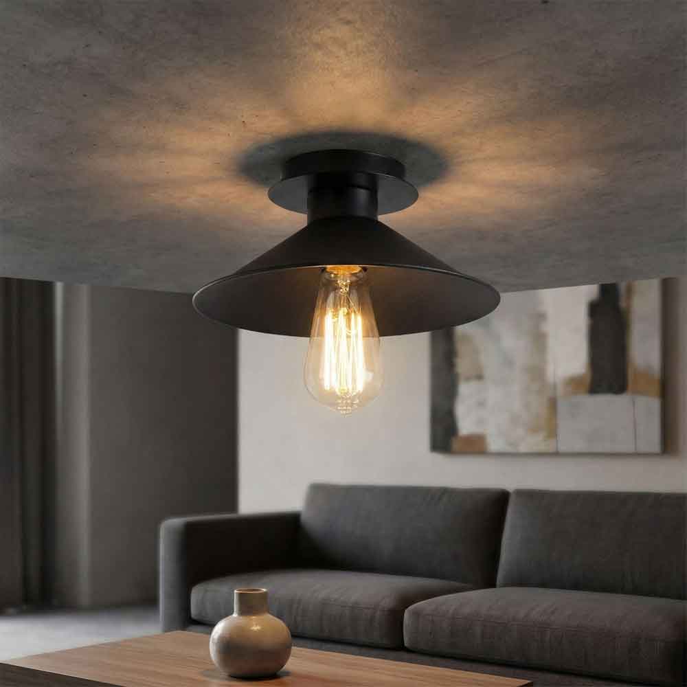 Berceste Cone Metal Ceiling Light in Black