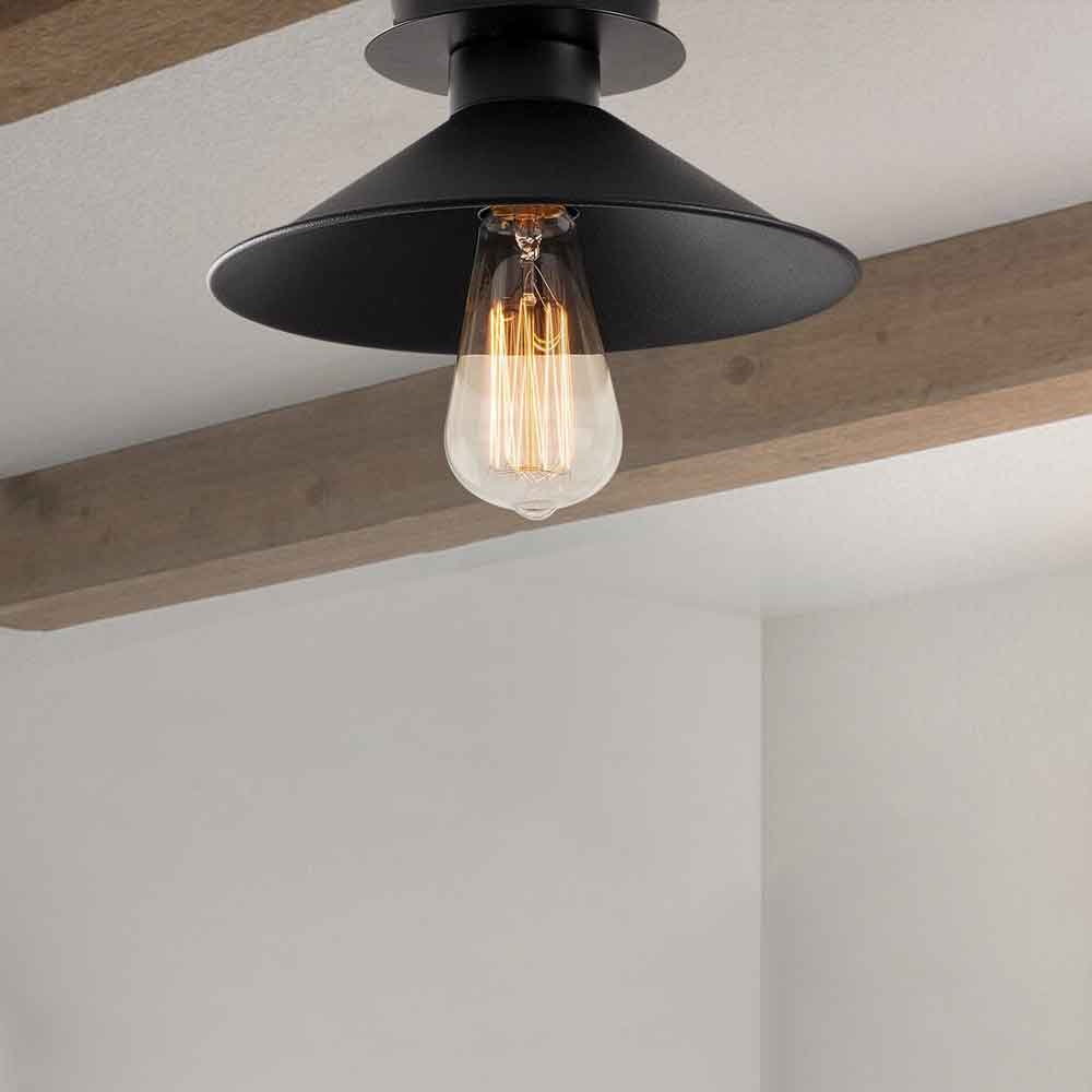 Berceste Cone Metal Ceiling Light in Black