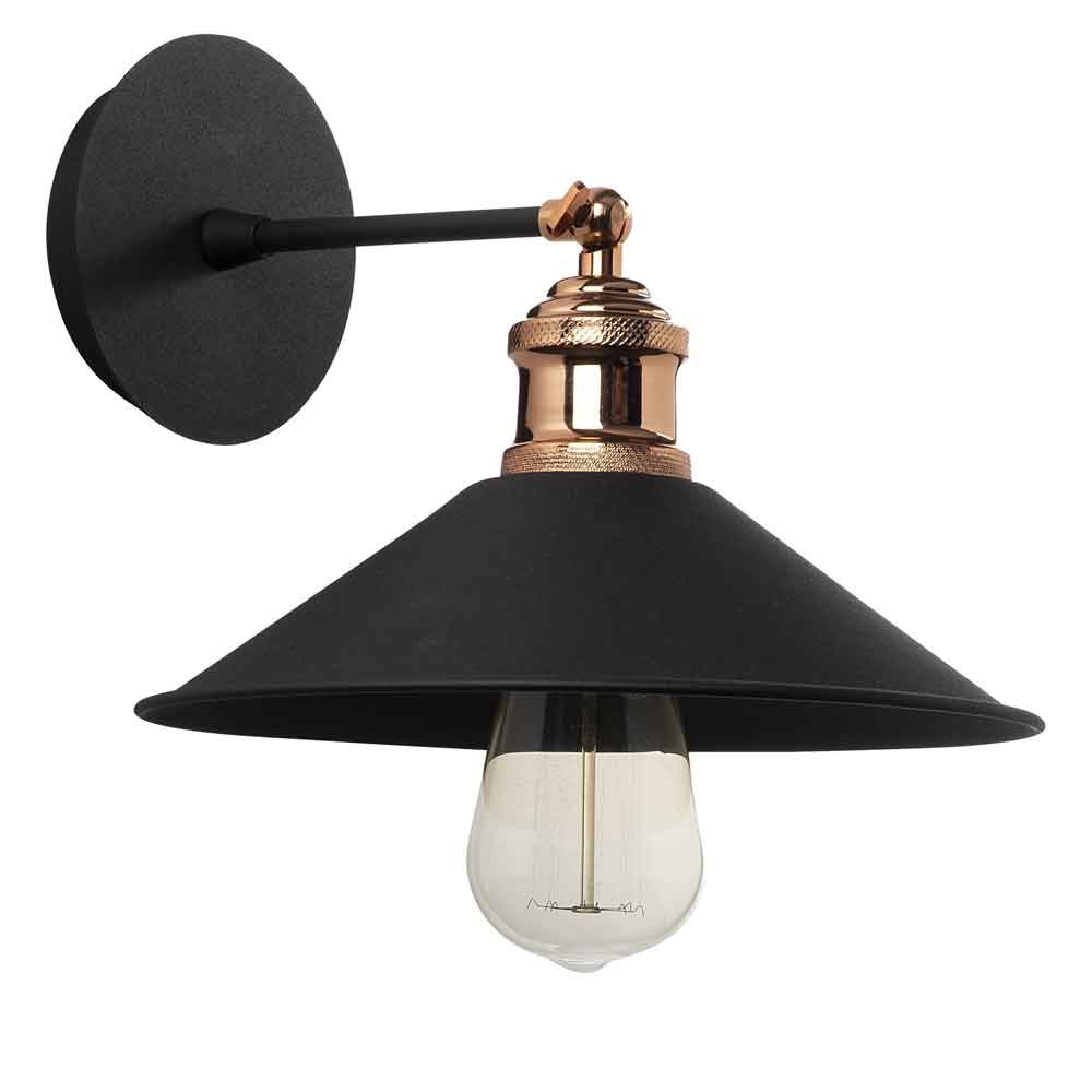 Berceste Cone Metal Wall Lamp in Black and Bronze