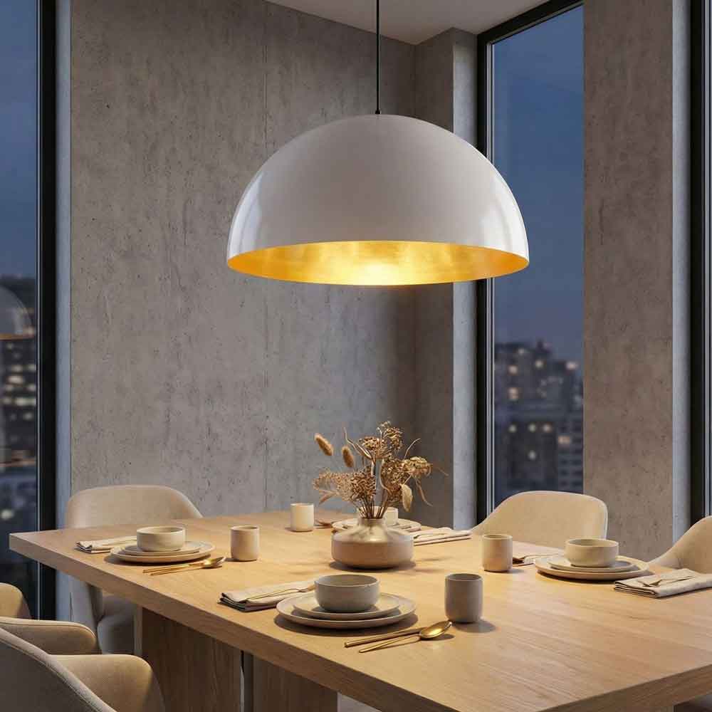 Berceste Large Bowl Metal Ceiling Pendant Light in White