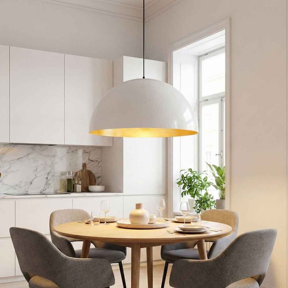 Berceste Large Bowl Metal Ceiling Pendant Light in White