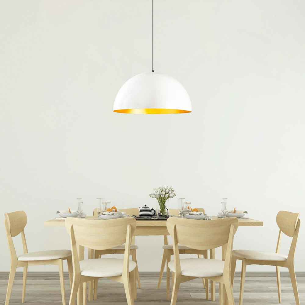 Berceste Large Bowl Metal Ceiling Pendant Light in White