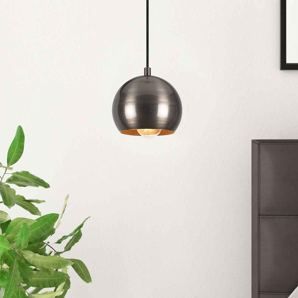 Berceste Large Metal Globe Ceiling Pendant Light in Silver