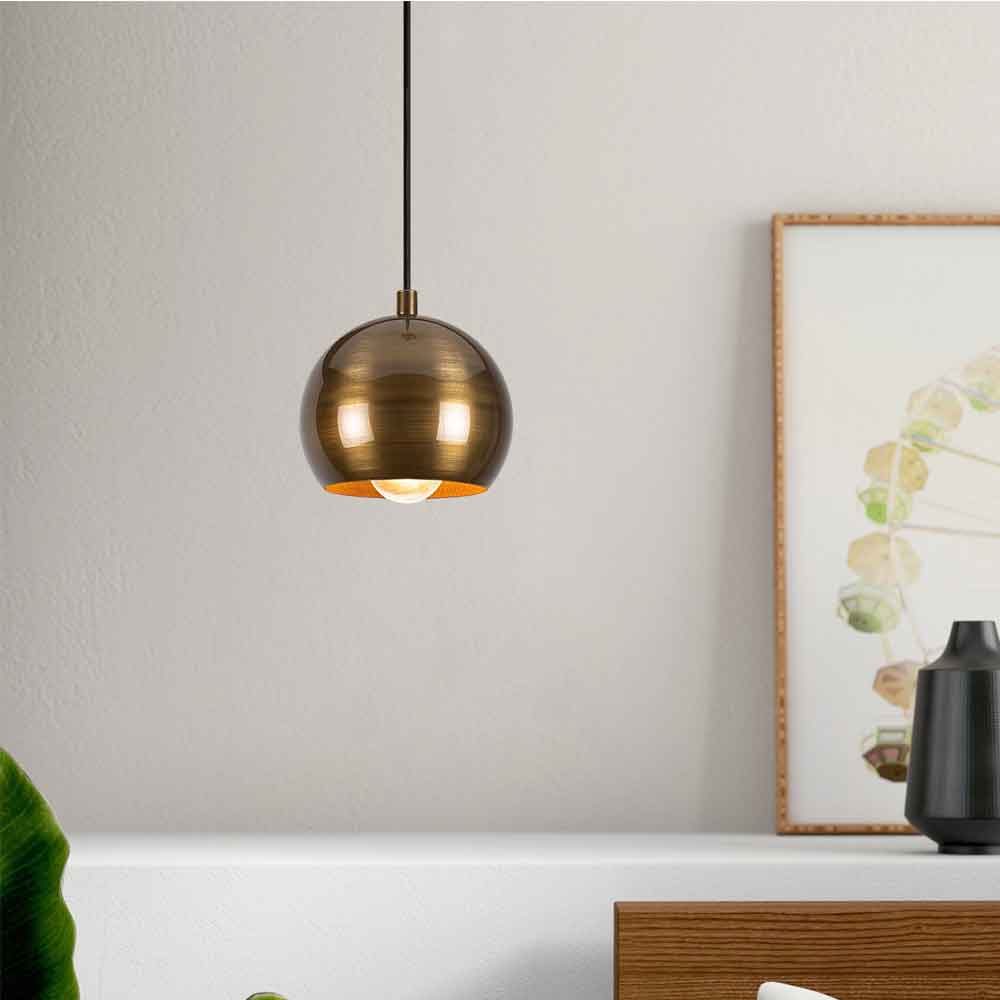 Berceste Large Metal Globe Ceiling Pendant Light in Gold