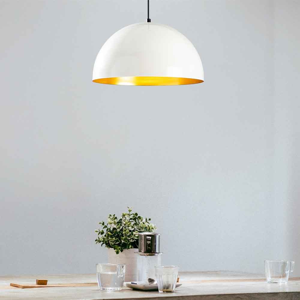 Berceste Medium Bowl Metal Ceiling Pendant Light in White