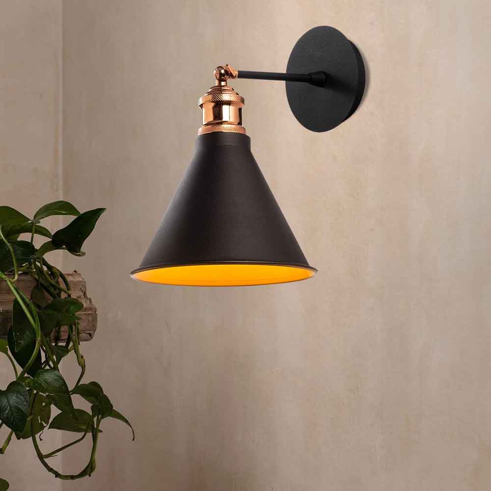 Berceste Metal Barn Shade Wall Lamp in Black