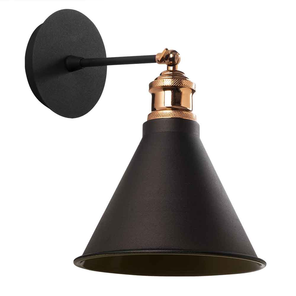 Berceste Metal Barn Shade Wall Lamp in Black