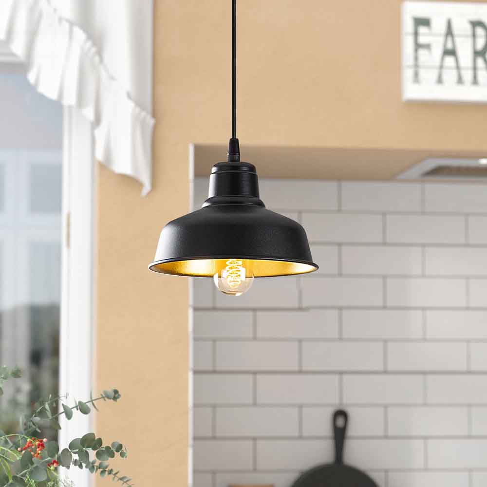 Berceste Metal Barn Style Ceiling Pendant Light in Black