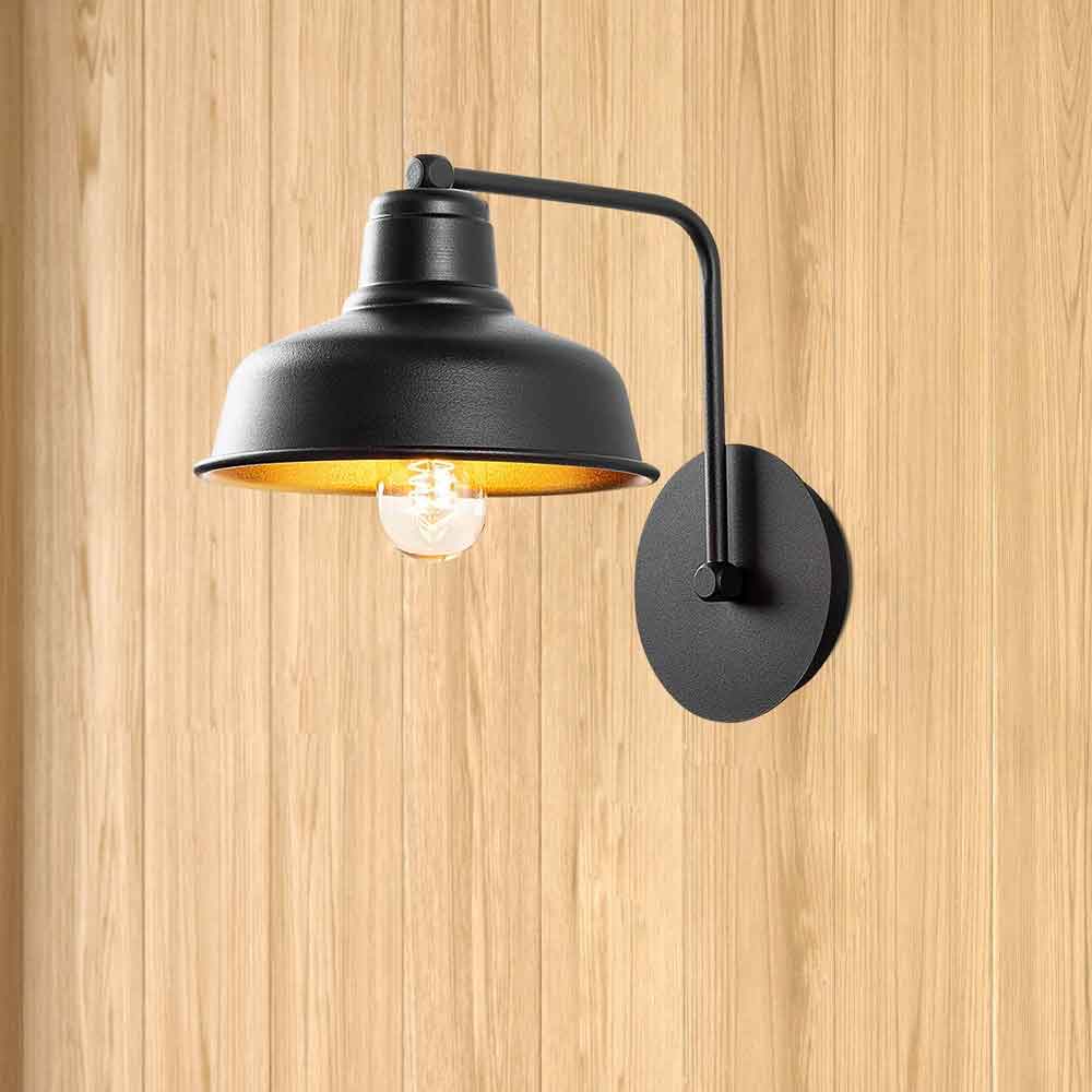 Berceste Metal Barn Style Wall Lamp in Black