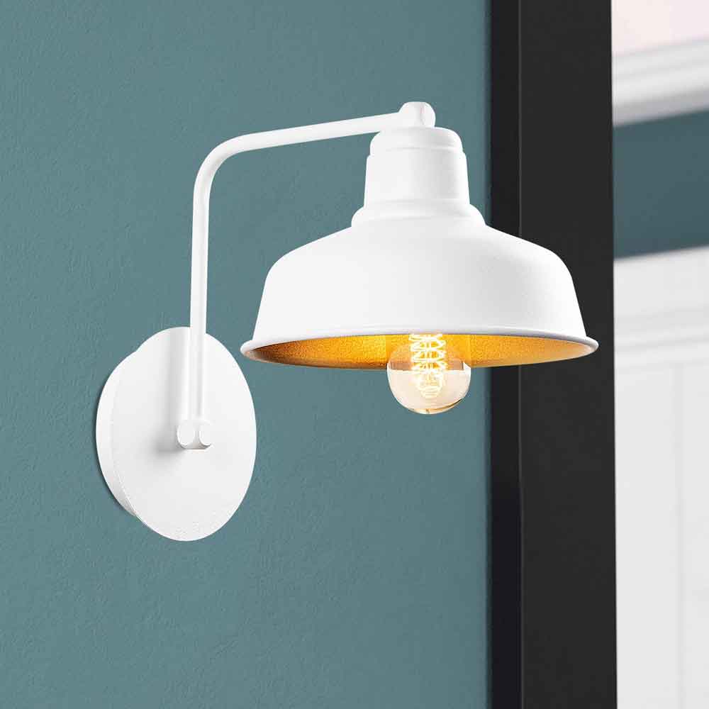 Berceste Metal Barn Style Wall Lamp in White
