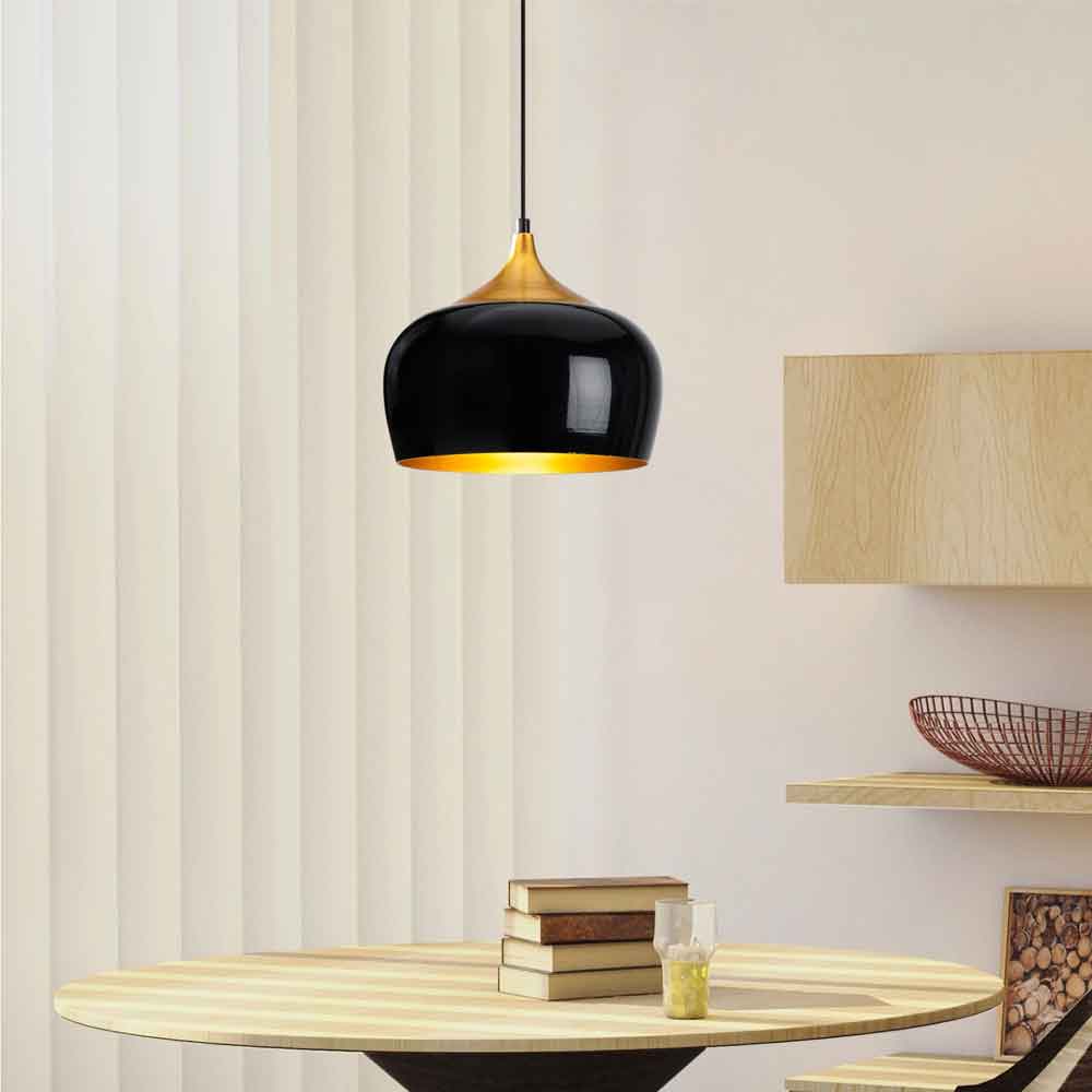 Berceste Metal Bell Ceiling Pendant Light in Black and Gold