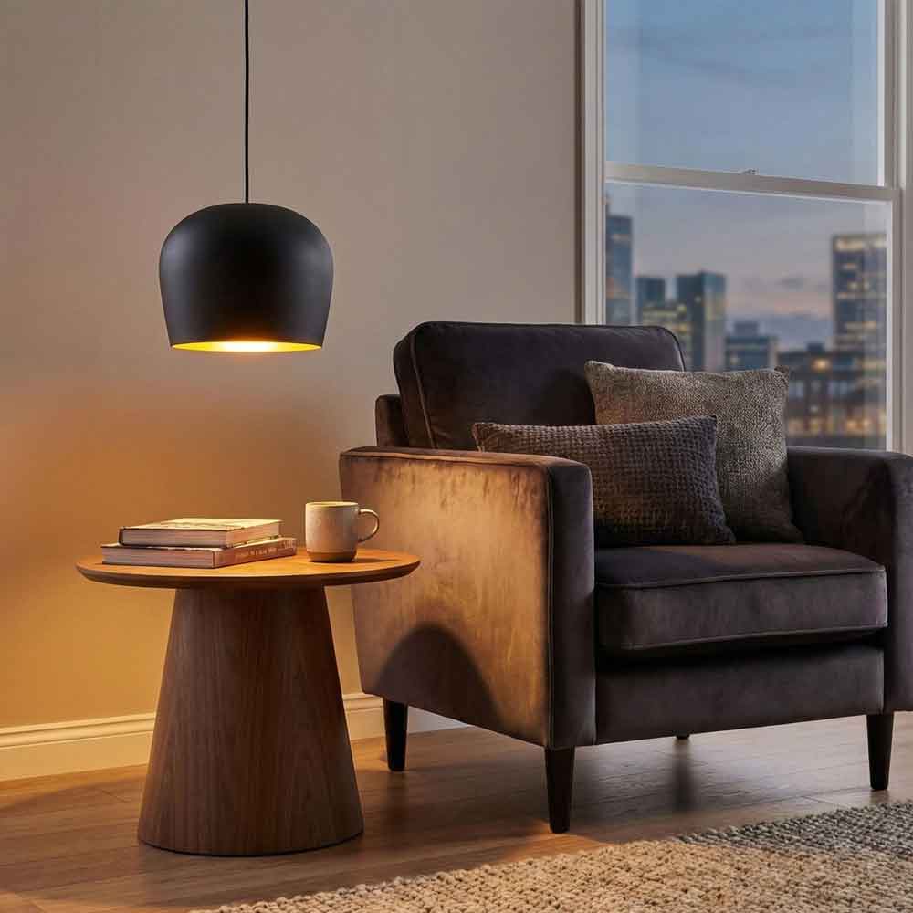 Berceste Metal Bell Ceiling Pendant Light in Black