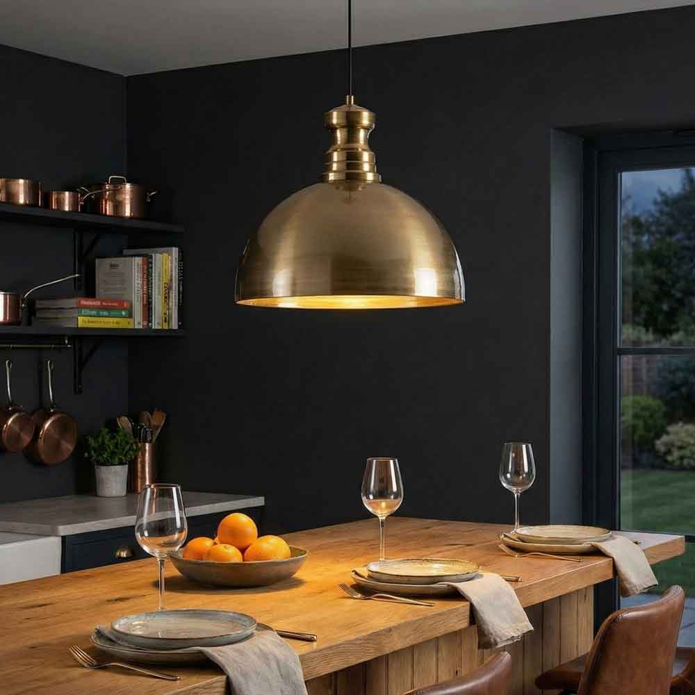 Berceste Metal Bowl Shape Ceiling Pendant Light in Gold