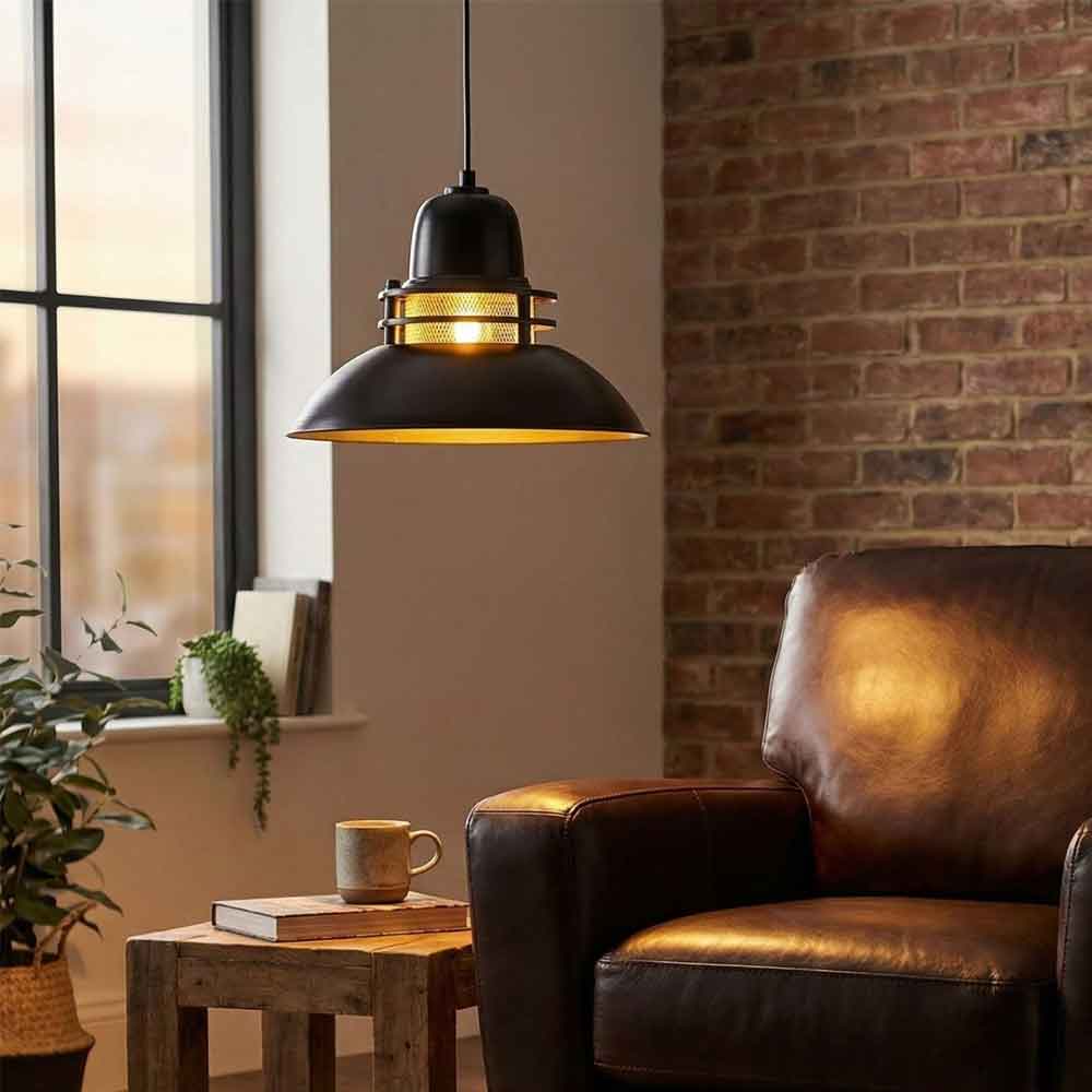 Berceste Metal Caged Ceiling Pendant Light in Black