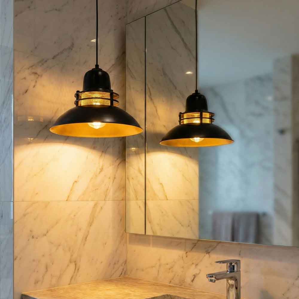 Berceste Metal Caged Ceiling Pendant Light in Black