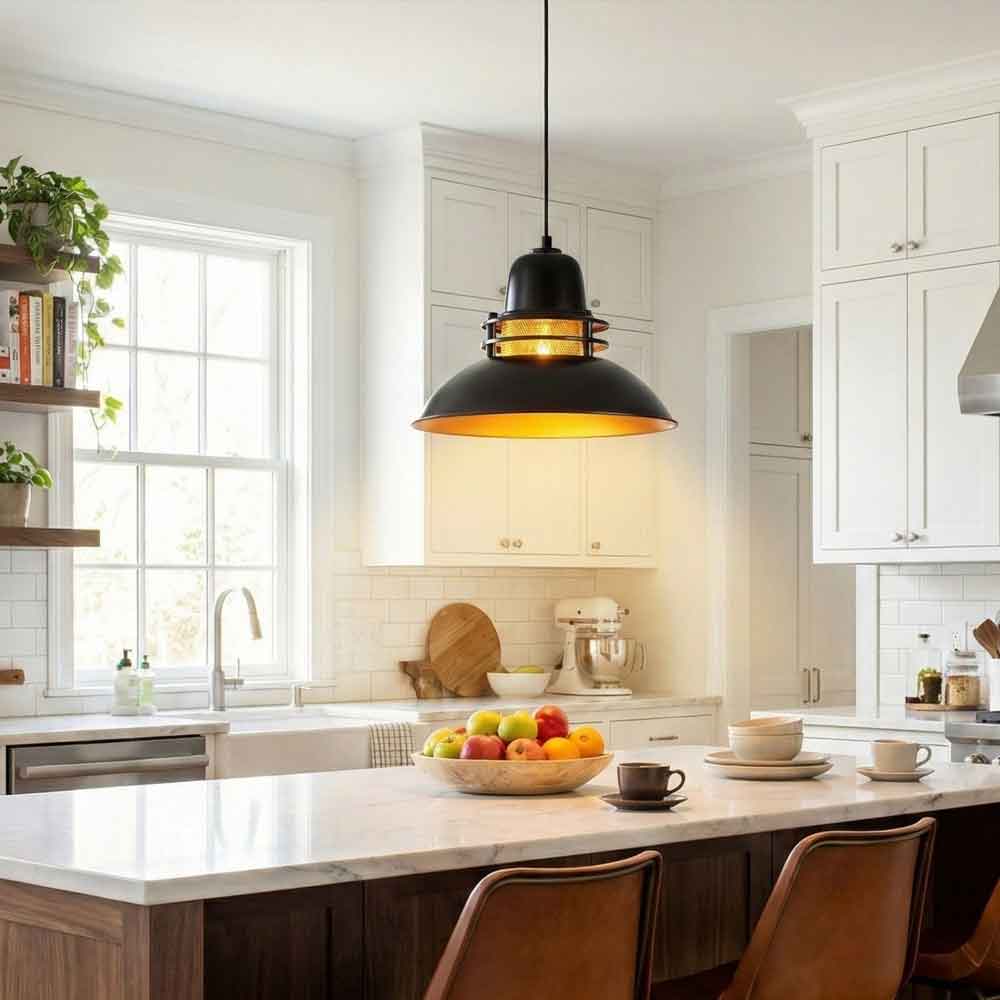 Berceste Metal Caged Ceiling Pendant Light in Black