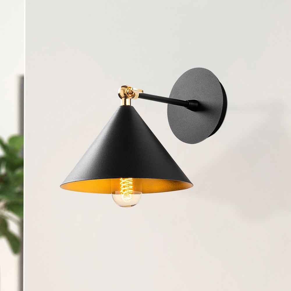 Berceste Metal Cone Wall Lamp in Black