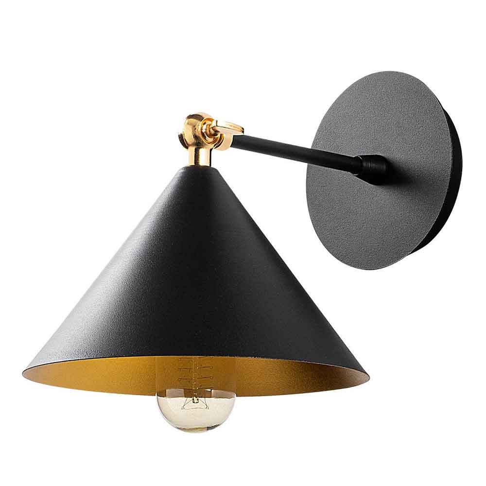 Berceste Metal Cone Wall Lamp in Black