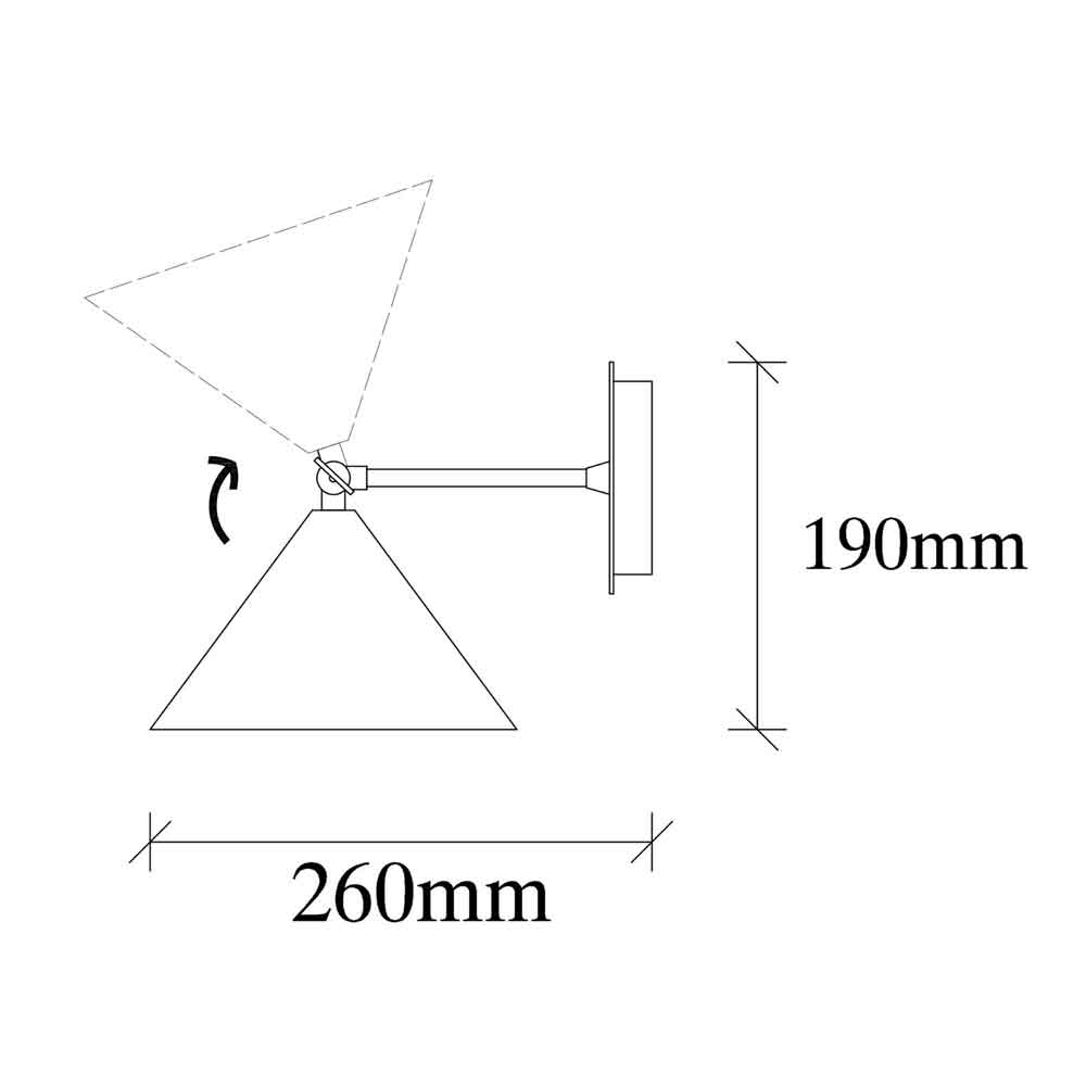 Berceste Metal Cone Wall Lamp in Black