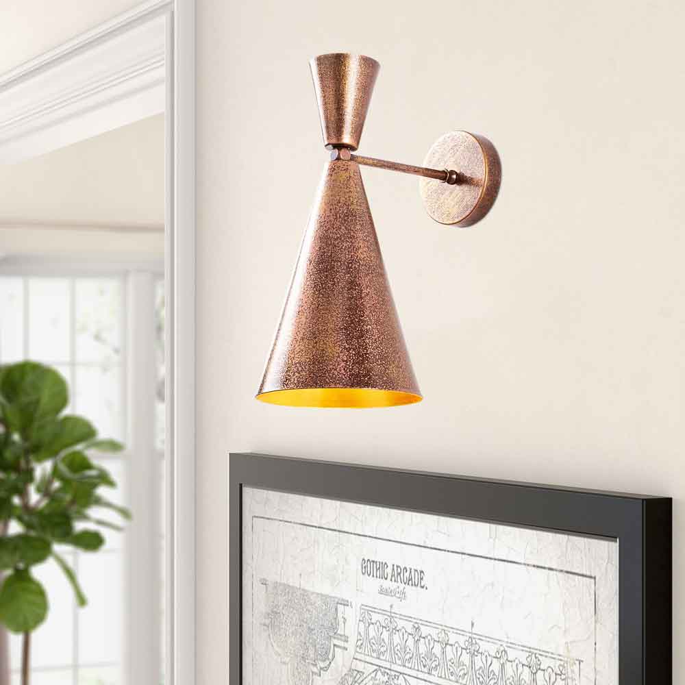 Berceste Metal Cone Wall Lamp in Gold