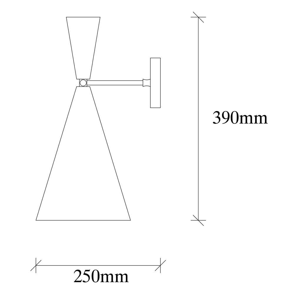 Berceste Metal Cone Wall Lamp in Gold