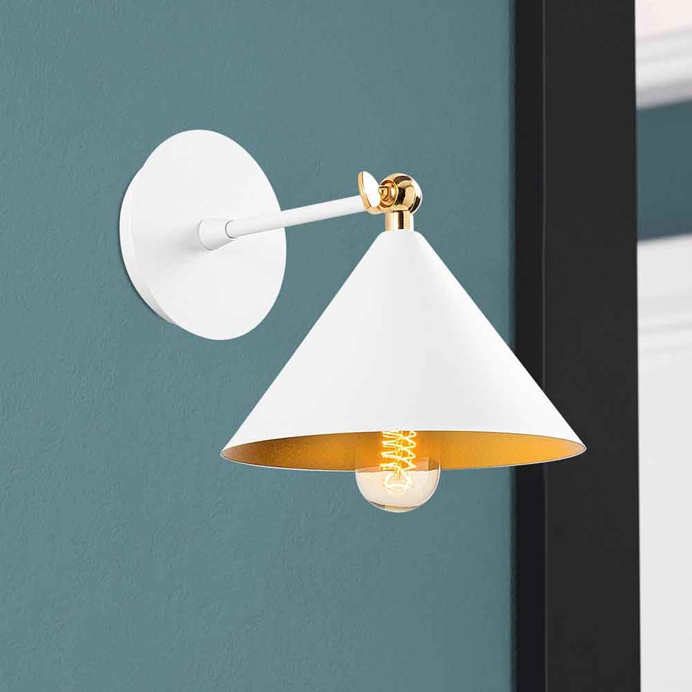 Berceste Metal Cone Wall Lamp in White