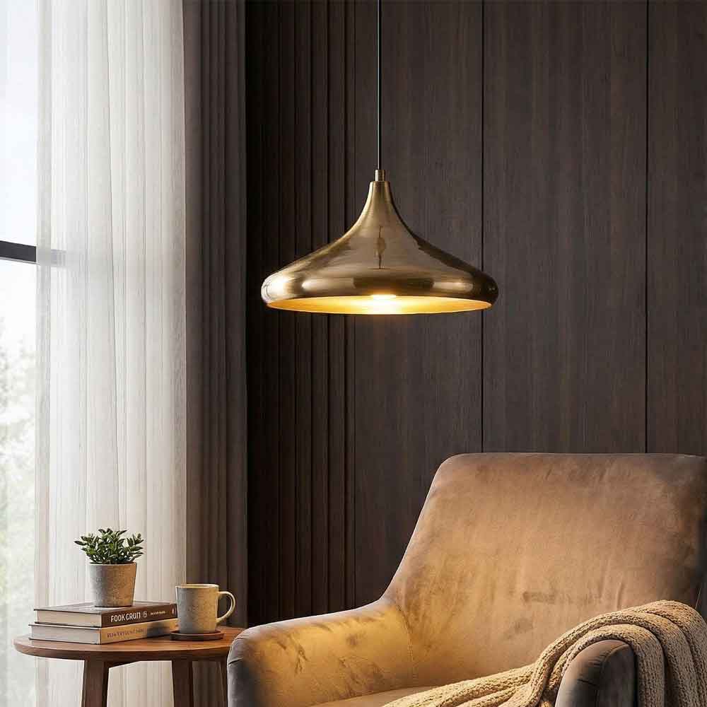 Berceste Metal Dome Ceiling Pendant Light in Gold