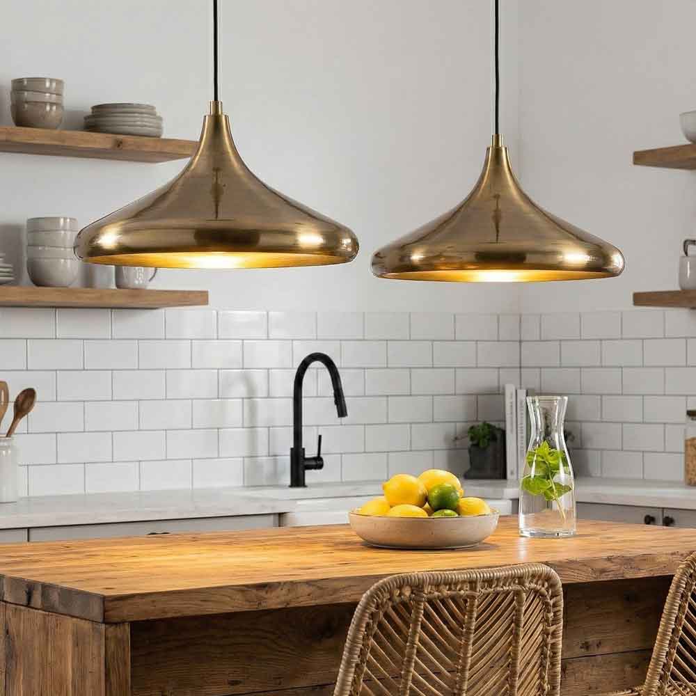 Berceste Metal Dome Ceiling Pendant Light in Gold