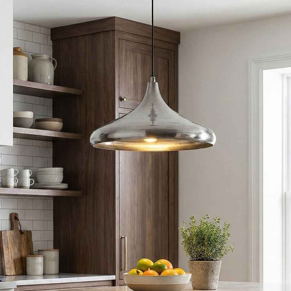 Berceste Metal Dome Ceiling Pendant Light in Silver
