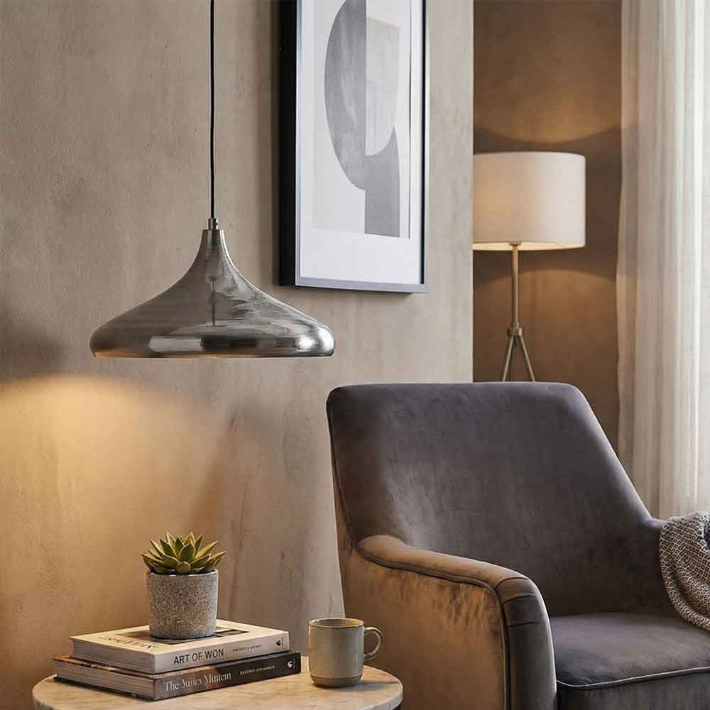 Berceste Metal Dome Ceiling Pendant Light in Silver