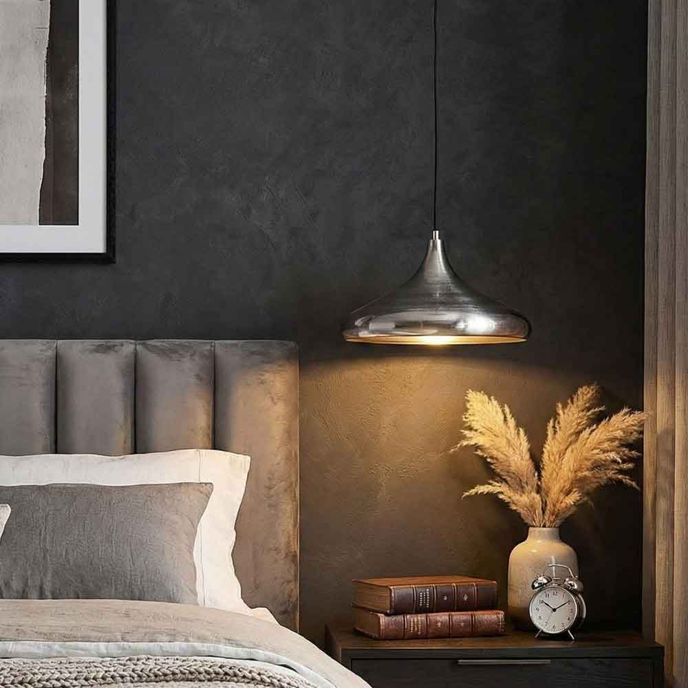 Berceste Metal Dome Ceiling Pendant Light in Silver