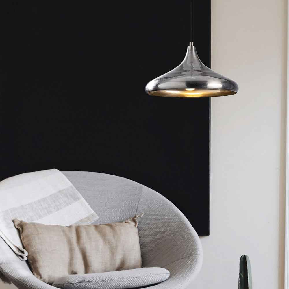 Berceste Metal Dome Ceiling Pendant Light in Silver